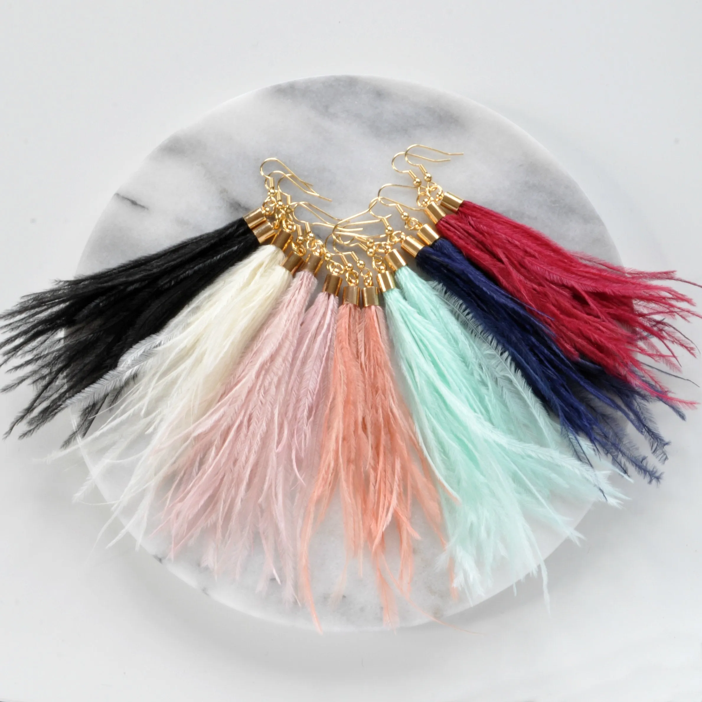 Ivory Ostrich Feather Earrings