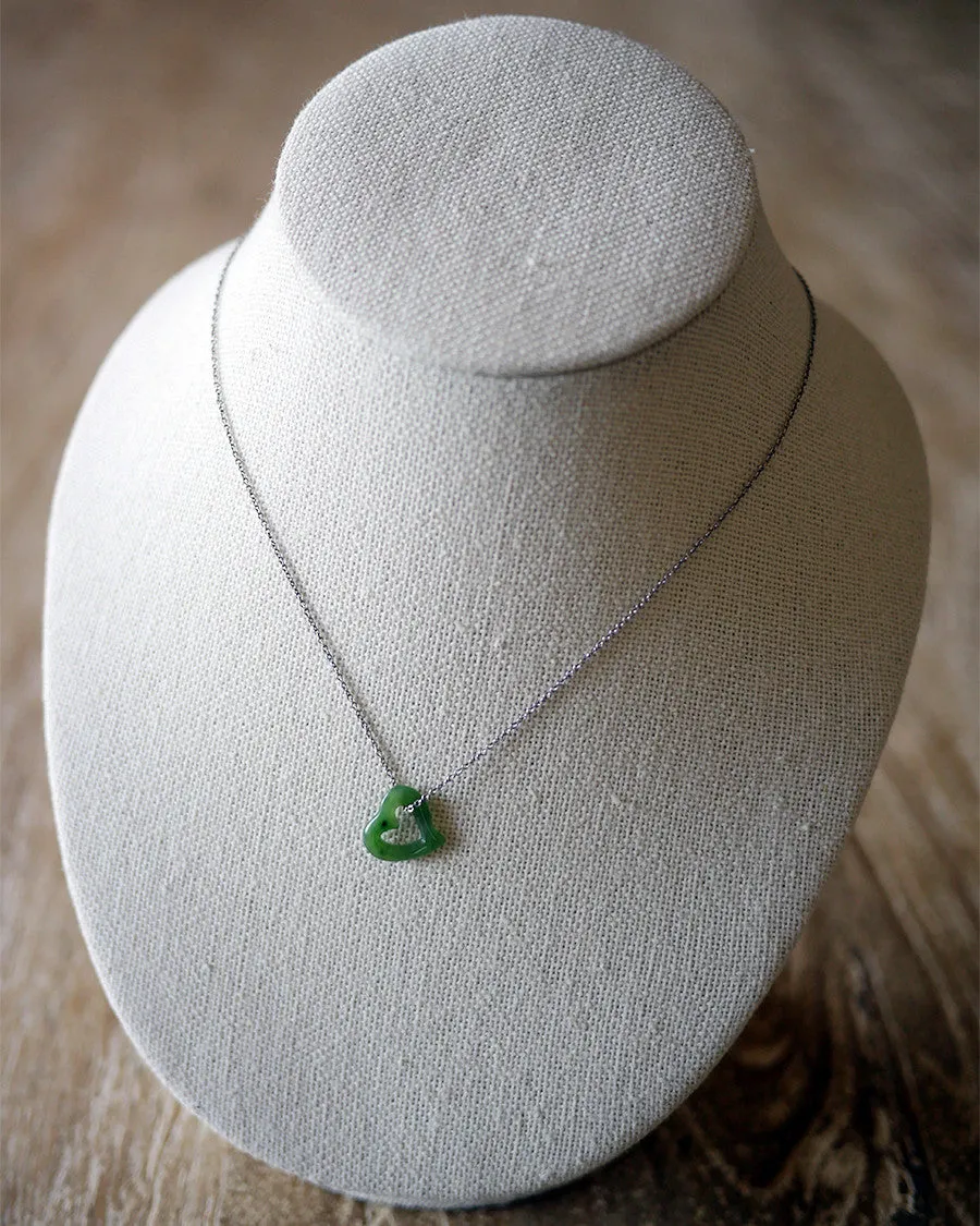 Jade Floating Heart Charm Only