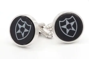 JJ Weston Cufflinks with Onyx 2nd Infantry Division Insignia. Made in The USA