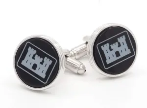 JJ Weston Onyx Army Corps of Engineers Cufflinks. Made in the USA