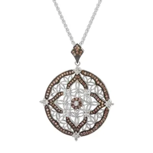 Keith Jack Sterling Silver Rhodium   CZ Night & Day Large Round Pendant