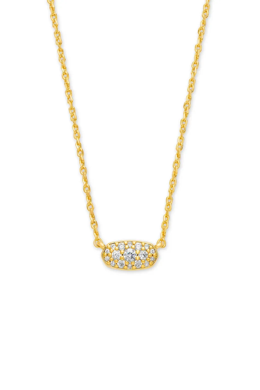 Kendra Scott: Grayson Gold Pendant Necklace - White Crystal
