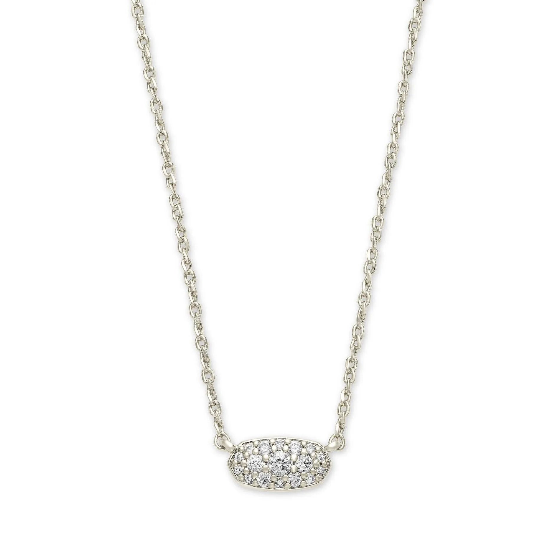 Kendra Scott Grayson Pendant Necklace in White Crystal, Rhodium-Plated
