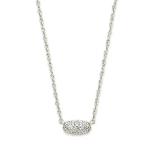 Kendra Scott Grayson Pendant Necklace in White Crystal, Rhodium-Plated