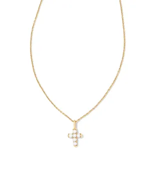 Kendra Scott Pearl Gold Cross Necklace