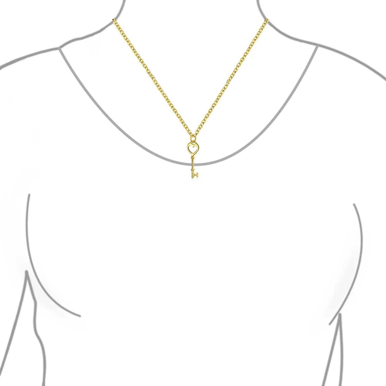 Key to Your Heart Pendant Necklace in 14K Gold Plated Sterling Silver