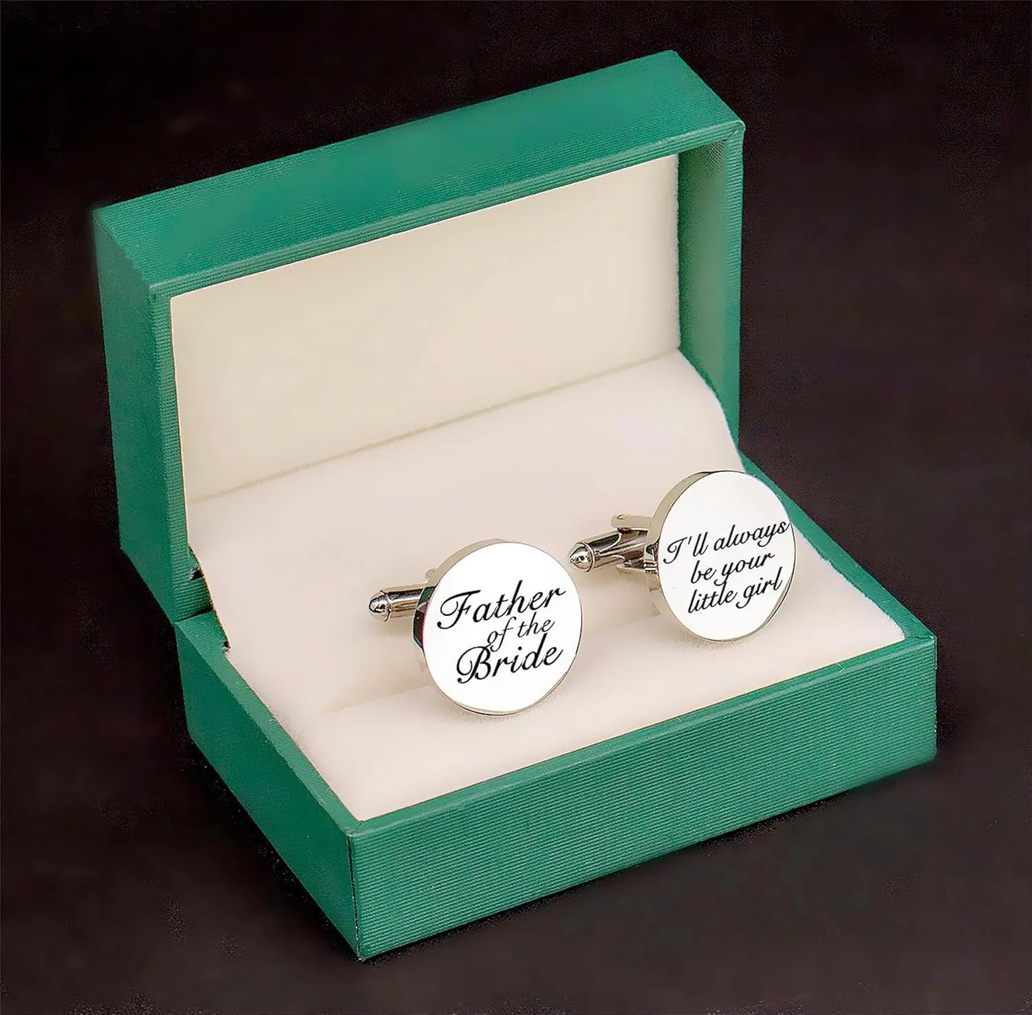 Kooer Custom Personalized Cufflinks & Tie Clip Set Wedding Jewelry Cufflinks Engraved Gifts for Men
