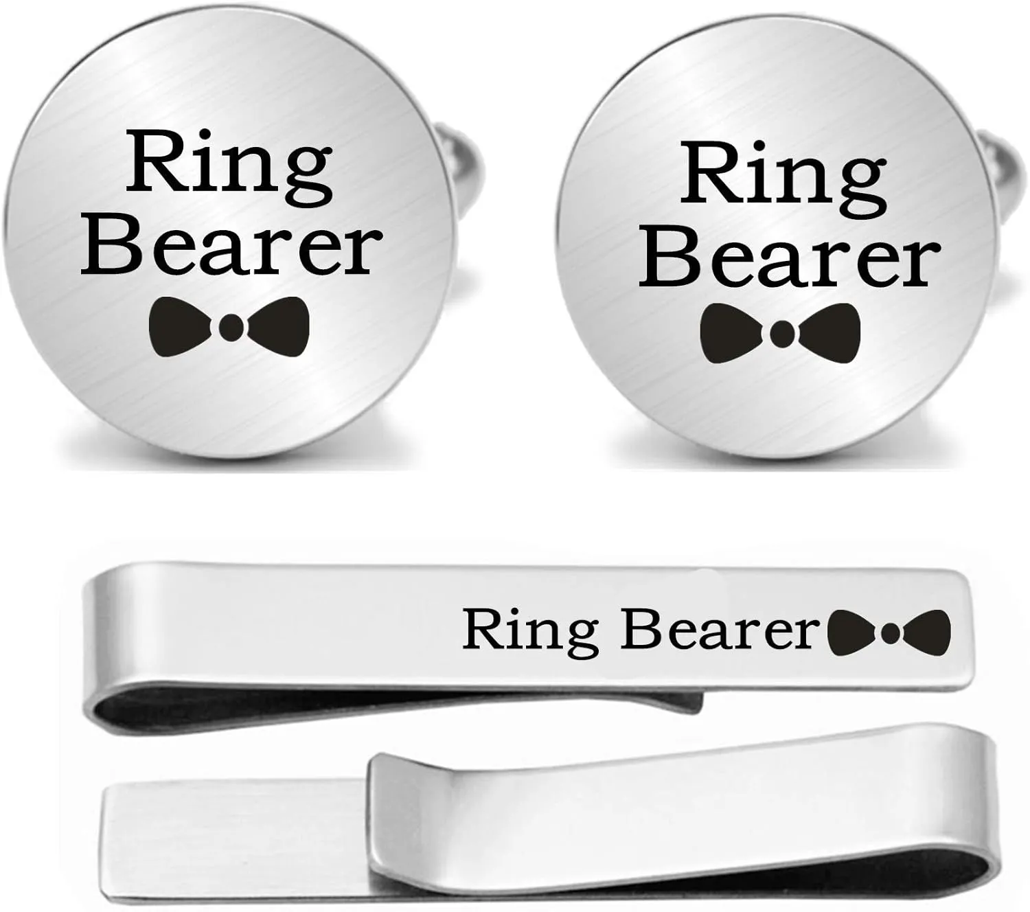 Kooer Custom Personalized Cufflinks & Tie Clip Set Wedding Jewelry Cufflinks Engraved Gifts for Men