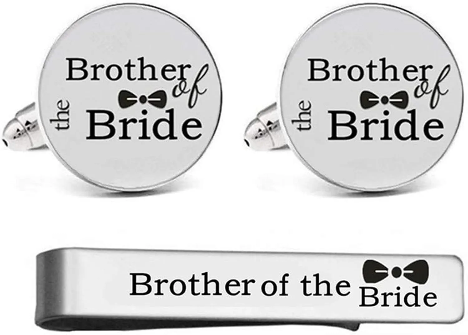 Kooer Custom Personalized Cufflinks & Tie Clip Set Wedding Jewelry Cufflinks Engraved Gifts for Men