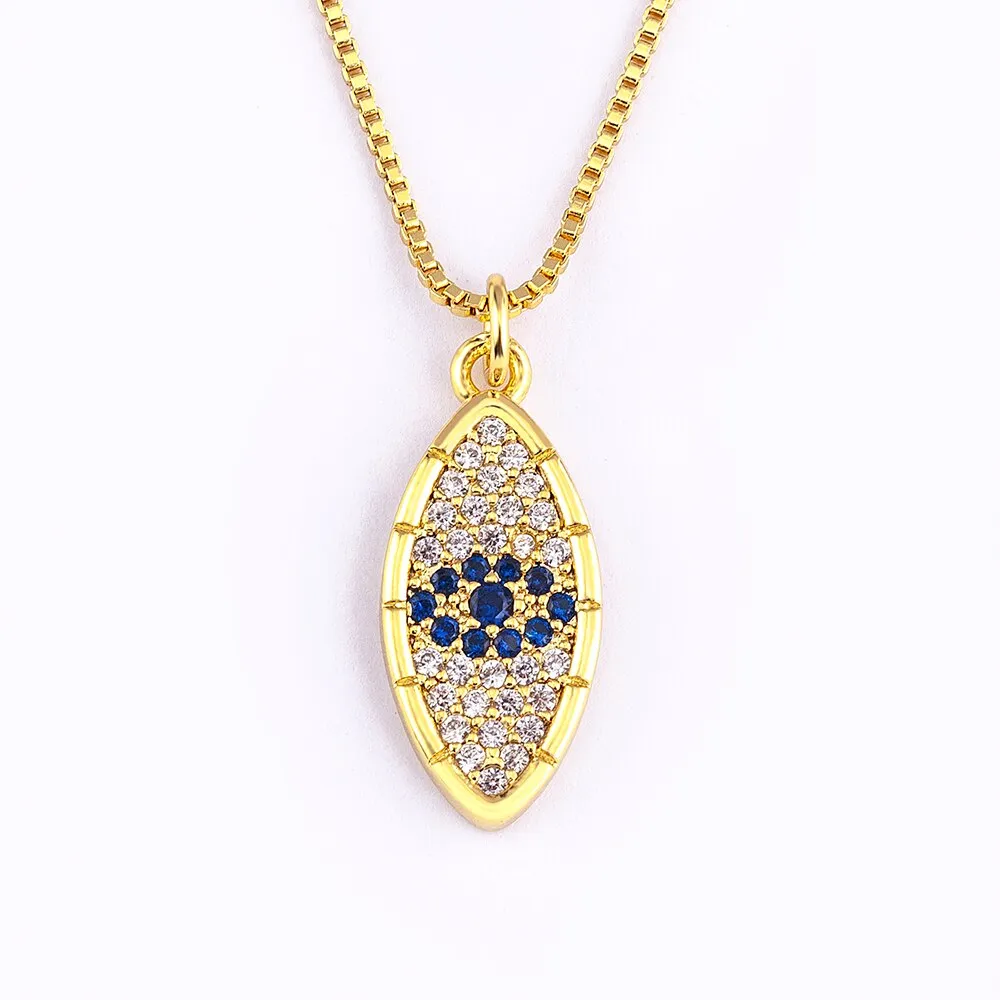 Korean Fashion Trendy Evil Eye Blue Zircon Pendant Necklace Women