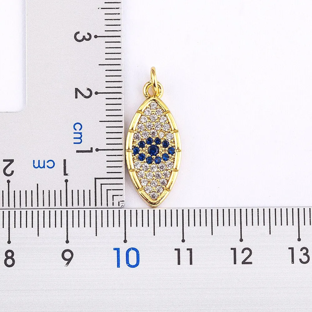 Korean Fashion Trendy Evil Eye Blue Zircon Pendant Necklace Women