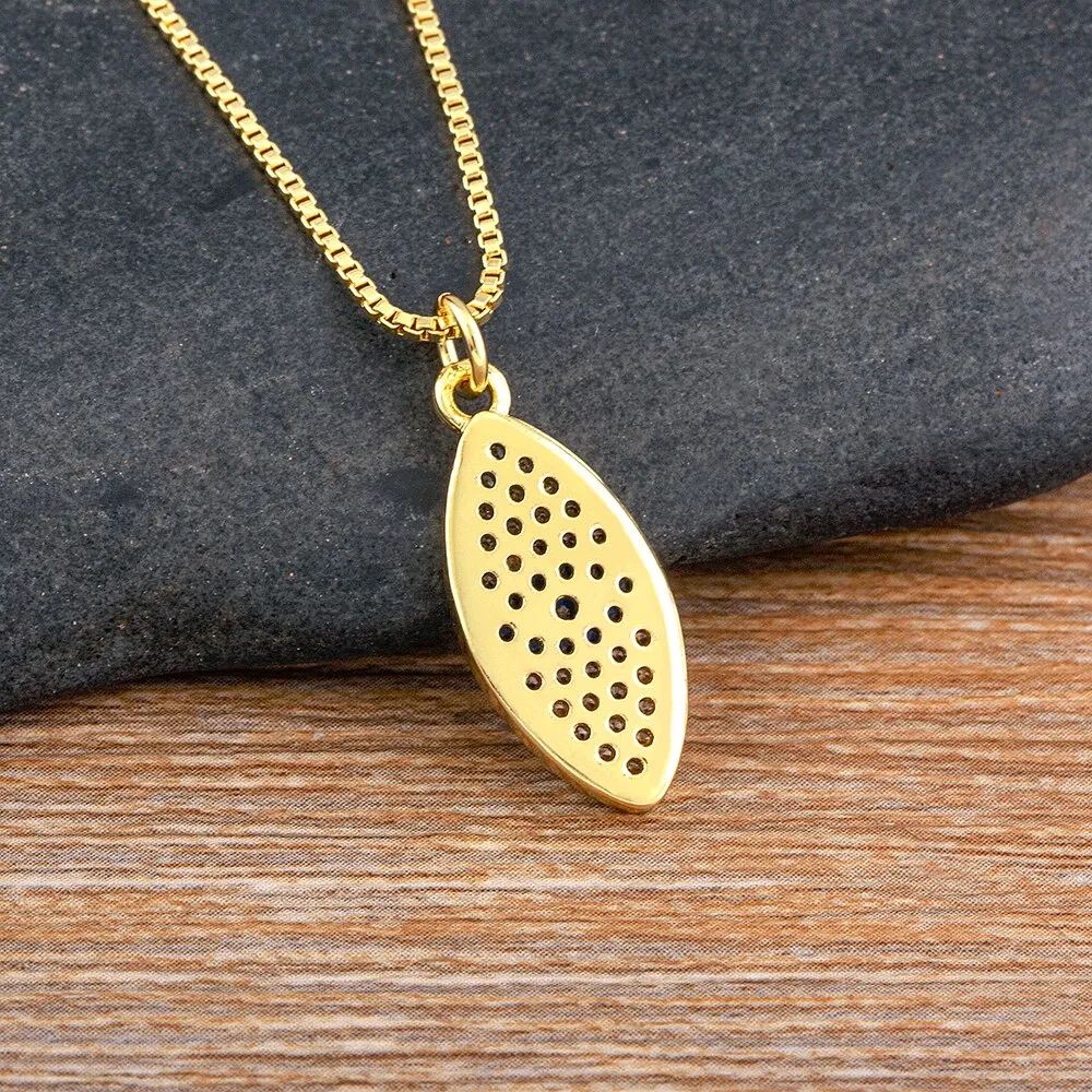 Korean Fashion Trendy Evil Eye Blue Zircon Pendant Necklace Women