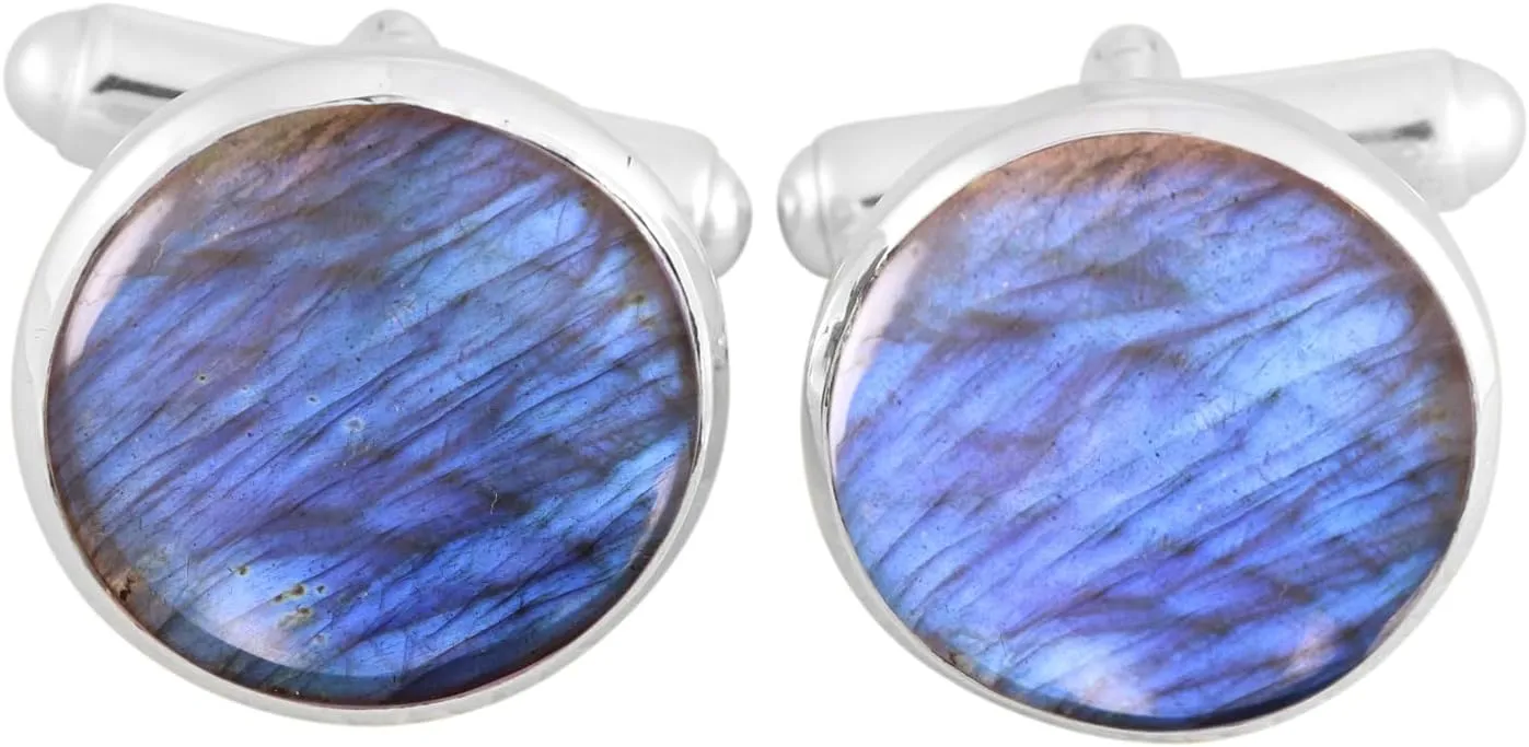 Labradorite Cufflinks Jewelry for Men 925 Sterling Silver, Cuff Links for Wedding Groom Unique Gift, Natural Gemstone Cufflinks