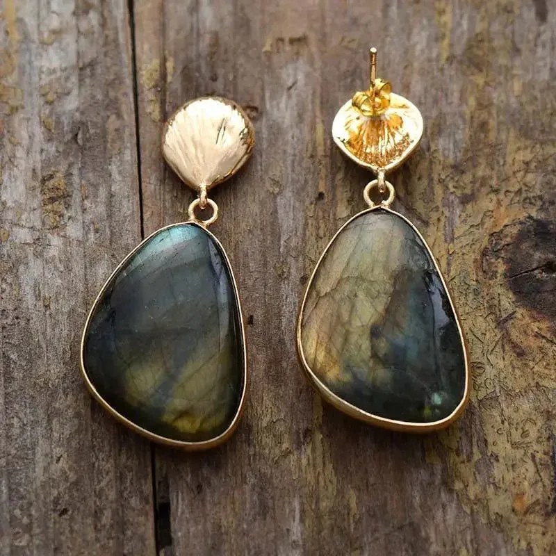 Labradorite Drop Earrings, Semi-Precious Stones
