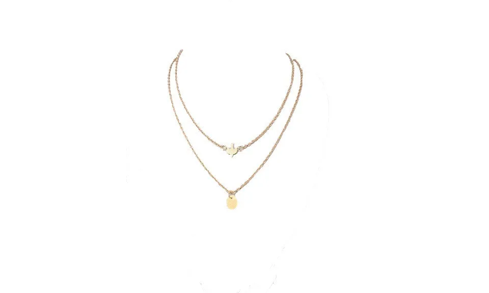 Lady Double Peace Pigeons Gold Plated Necklace