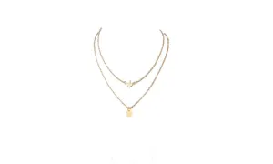 Lady Double Peace Pigeons Gold Plated Necklace