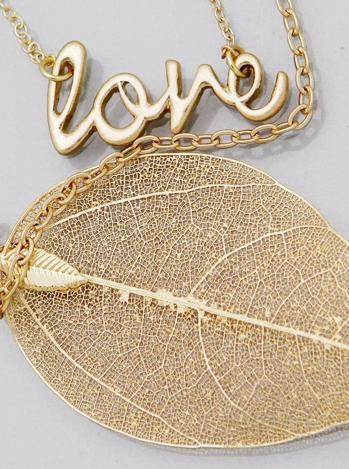 Layered Love-Leaf Necklace Set