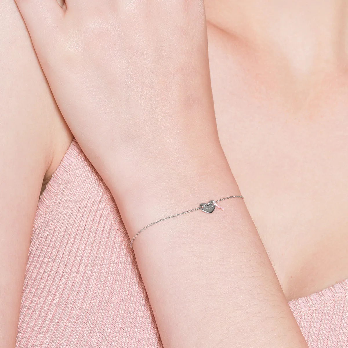 Le Loup " I Wish"  Silver  Heart Bracelets