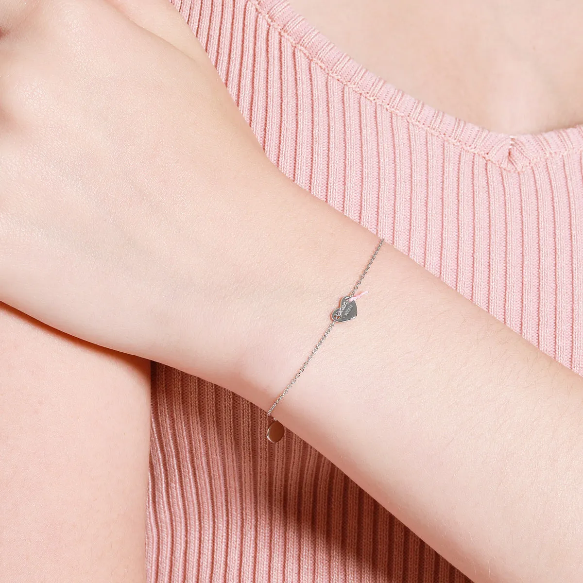 Le Loup " I Wish"  Silver  Heart Bracelets