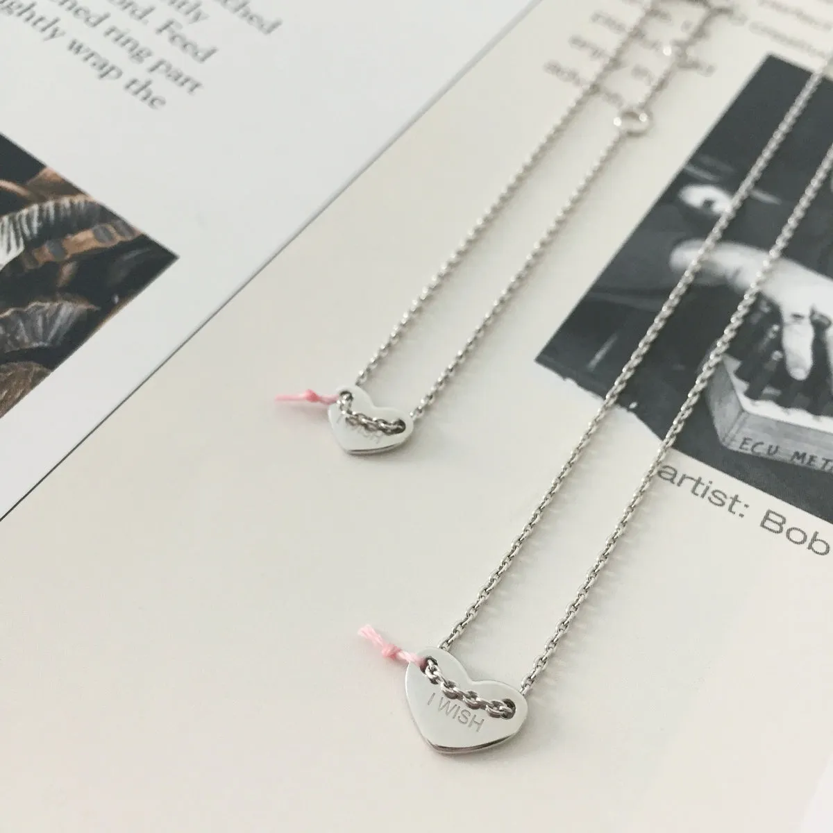 Le Loup " I Wish"  Silver  Heart Bracelets