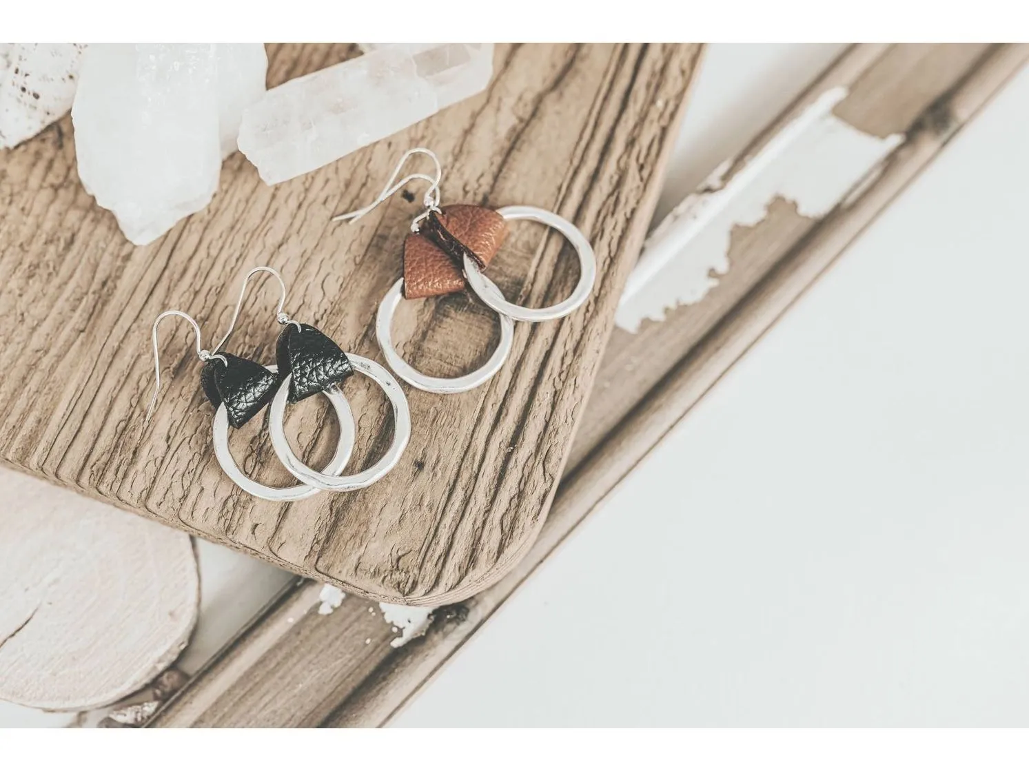 Leather hoop earrings, Mother's Day gift