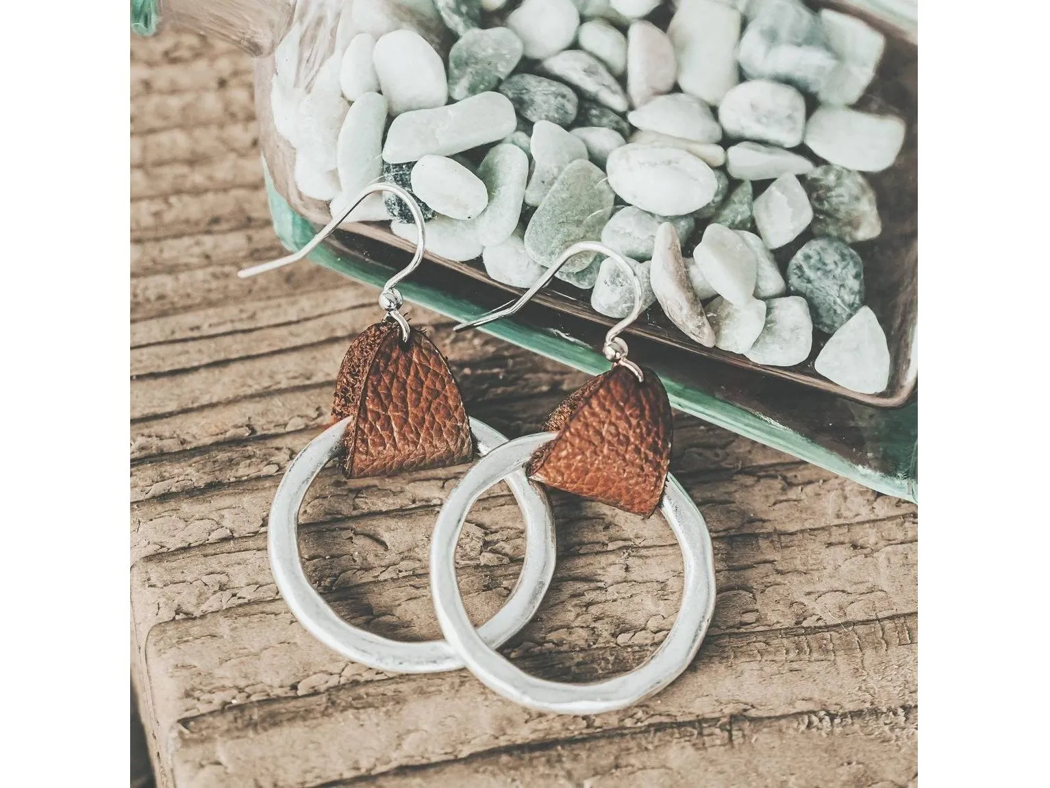 Leather hoop earrings, Mother's Day gift