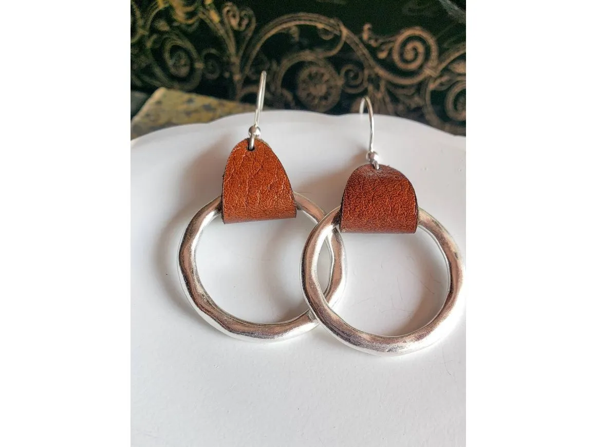 Leather hoop earrings, Mother's Day gift
