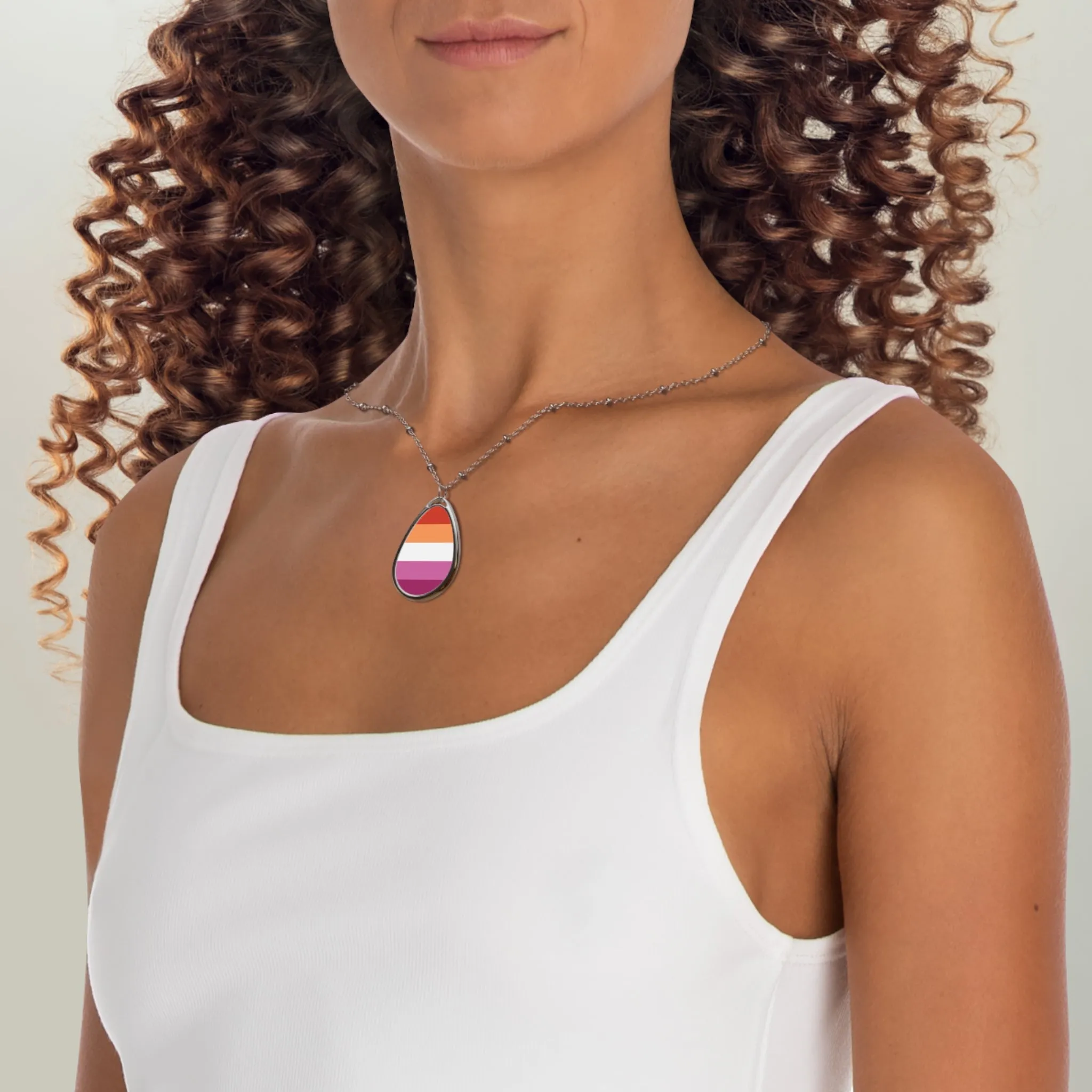 Lesbian Pride Oval Necklace