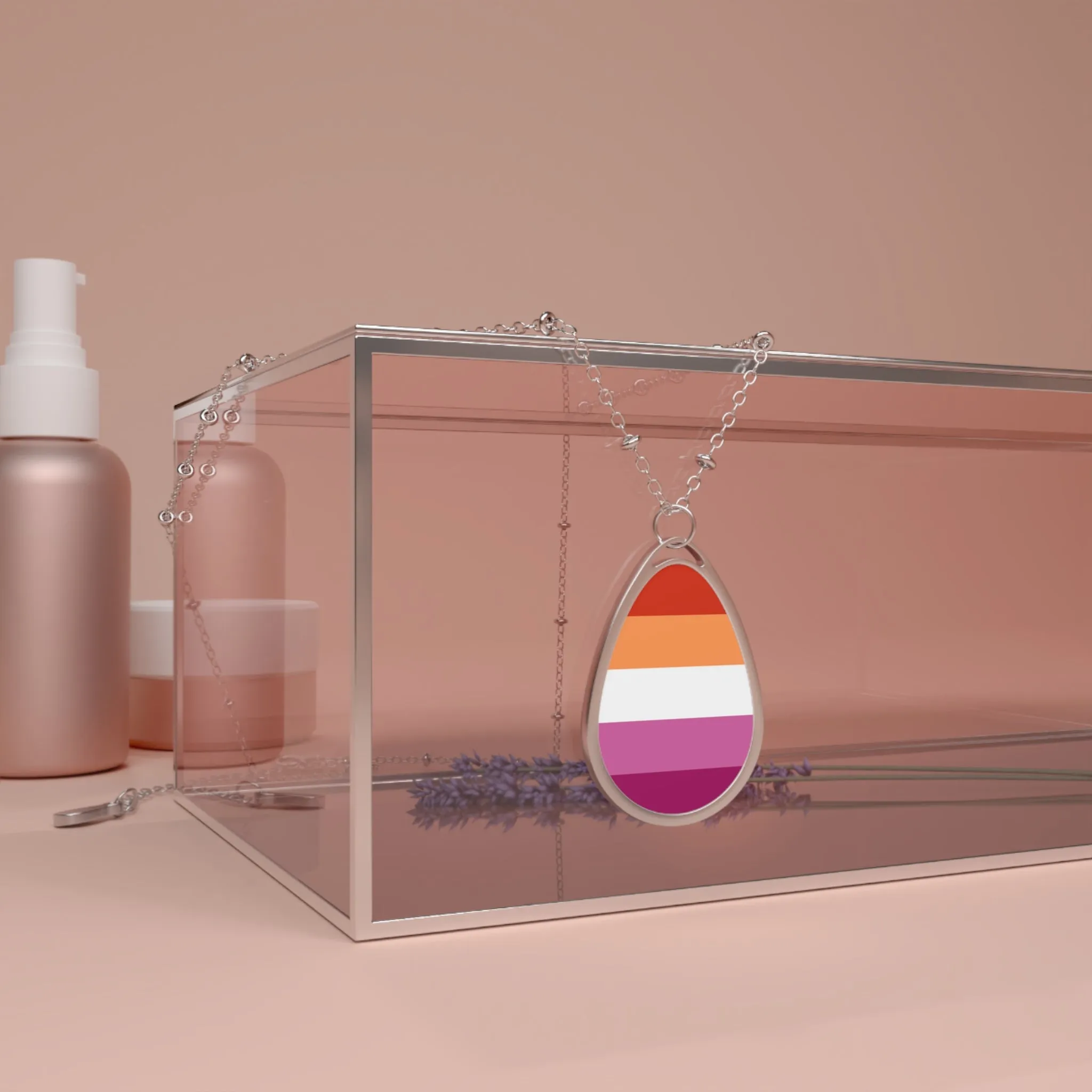 Lesbian Pride Oval Necklace