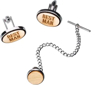 Lillian Rose Best Man Wood Cufflinks & Tie Tack Set, One, Brown
