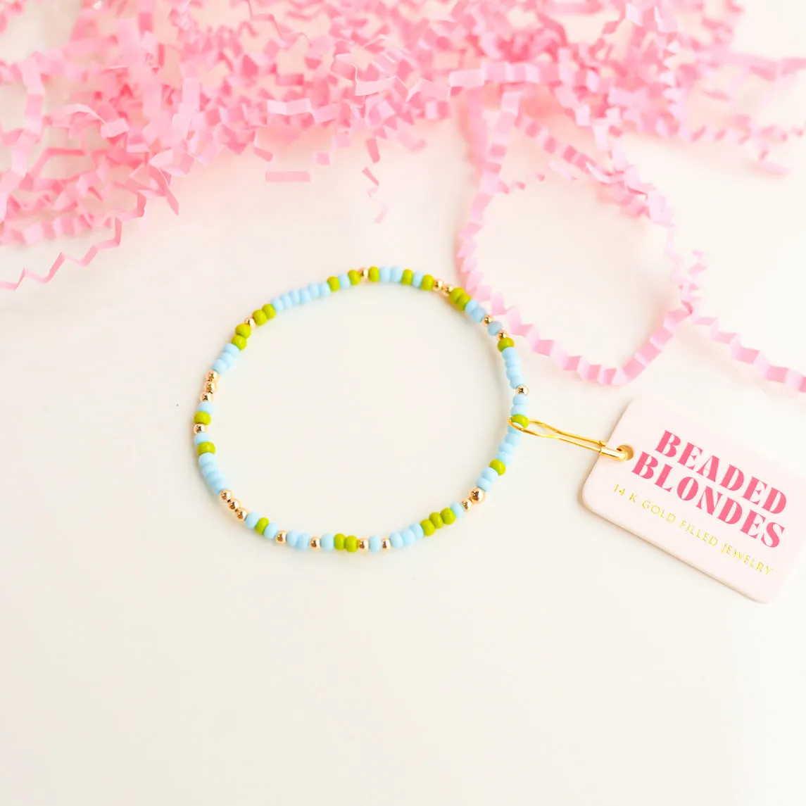 Lime Green and Blue Sprinkle Bracelet