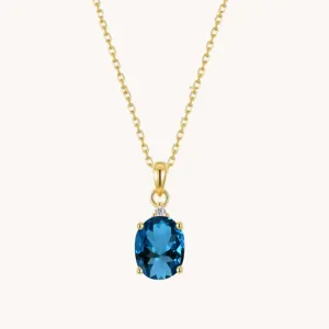London Blue Topaz Oval Pendant With Chain W.