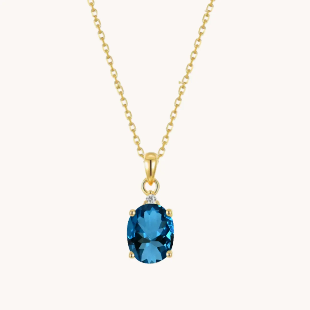London Blue Topaz Oval Pendant With Chain W.