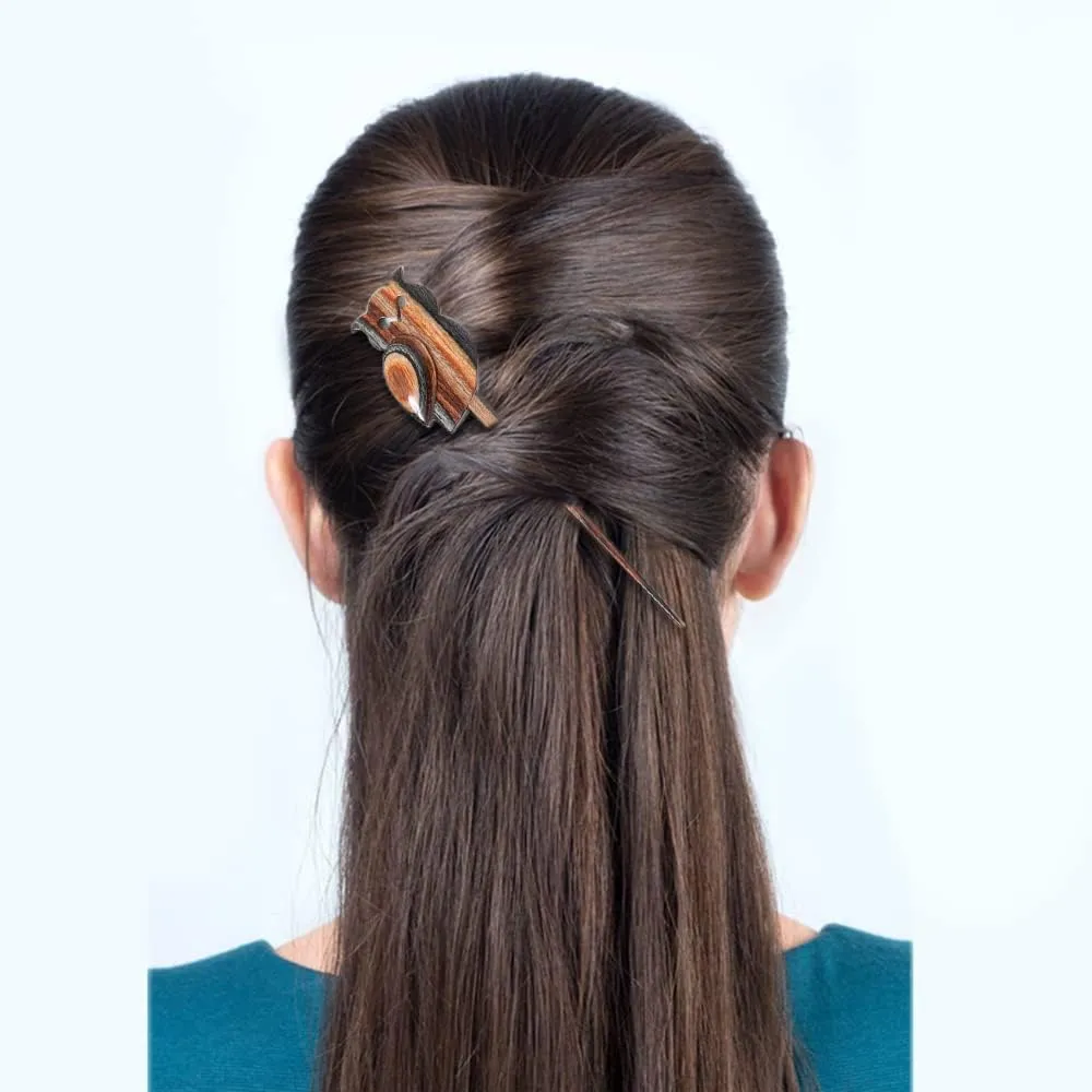 Lotus Yarns Animal Shawl Pin Premium Wooden Shawl Stick Vintage Polished Hair Pin Barrett Brooch for Woman & Girls Bird