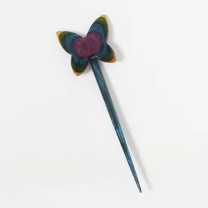 Lotus Yarns Animal Shawl Pin Premium Wooden Shawl Stick Vintage Polished Hair Pin Barrett Brooch for Woman & Girls Butterfly