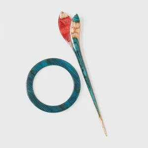 Lotus Yarns Circular Shawl Sticks Premium Wooden Shawl Pin Clip Vintage Polished Hair Barrett Hair Stick Brooche for Woman & Girls Lily