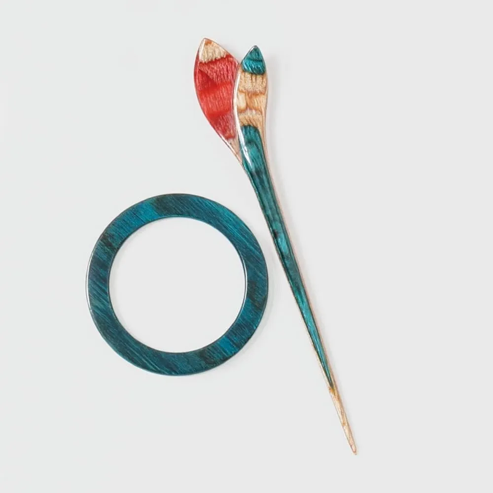 Lotus Yarns Circular Shawl Sticks Premium Wooden Shawl Pin Clip Vintage Polished Hair Barrett Hair Stick Brooche for Woman & Girls Lily
