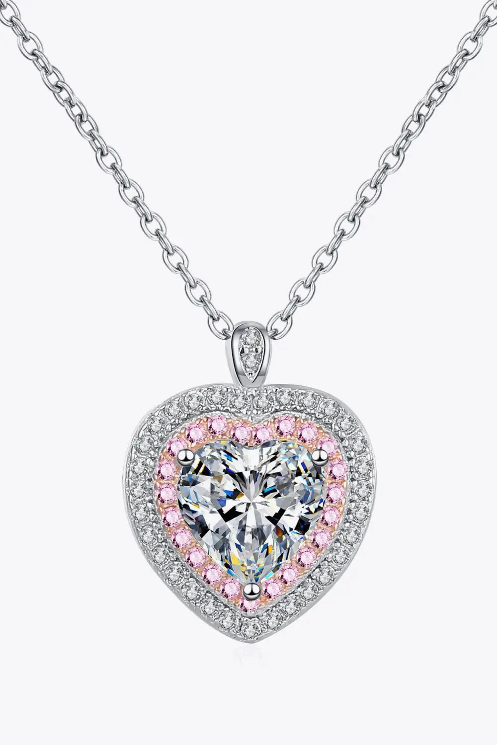 LOVCIA 925 Sterling Silver 1 Carat Moissanite Heart Pendant Necklace