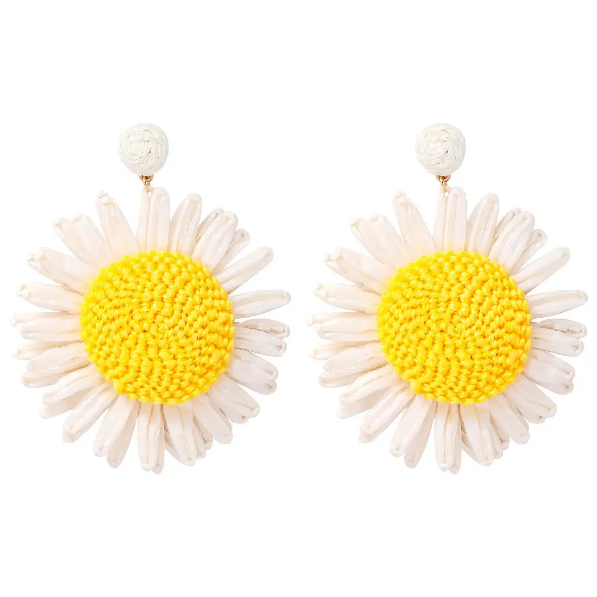 LOVCIA Bohemian Geometric Raffia Circle Earrings for Women