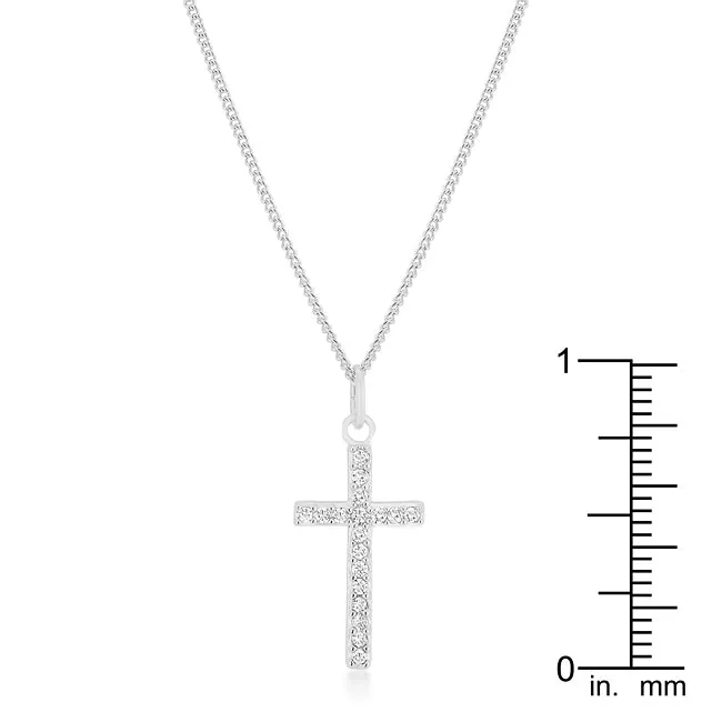 LOVCIA Jewelry Elegant Rhodium Plated Cross Necklace