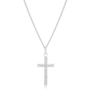 LOVCIA Jewelry Elegant Rhodium Plated Cross Necklace