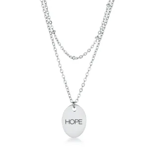 LOVCIA Sophisticated Silver HOPE Pendant Necklace with Dual Chains