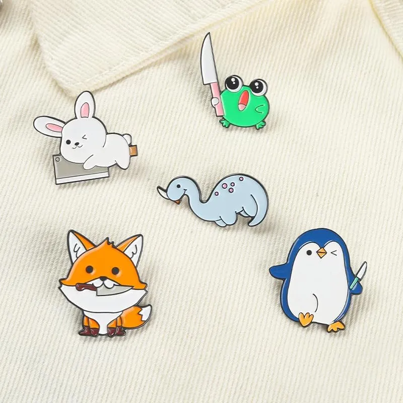 Lovely Animal Enamel Pins Set - Cartoon Cat Frog Dog Duck Brooches Badges Brooches for Backpack Hat Bag, Gifts for Friends Family