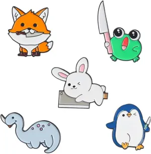 Lovely Animal Enamel Pins Set - Cartoon Cat Frog Dog Duck Brooches Badges Brooches for Backpack Hat Bag, Gifts for Friends Family