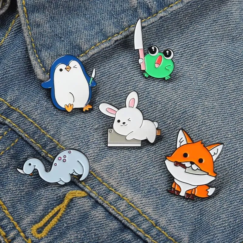 Lovely Animal Enamel Pins Set - Cartoon Cat Frog Dog Duck Brooches Badges Brooches for Backpack Hat Bag, Gifts for Friends Family