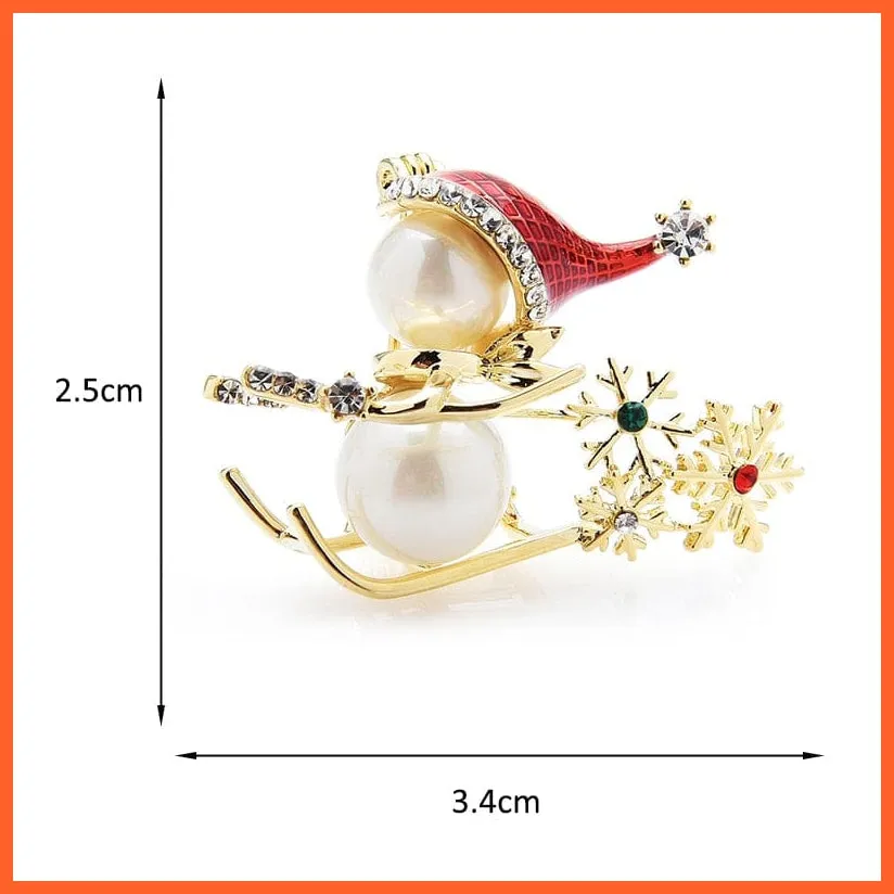 Lovely Christmas Skiing Snowman Brooches | Designer Brooch Pin Jewelry