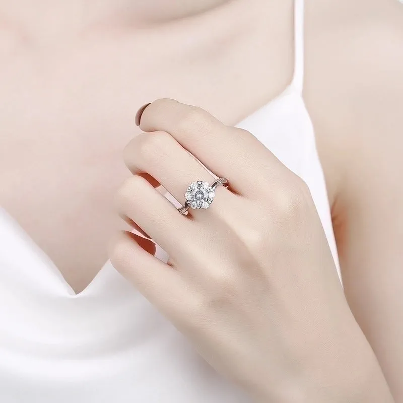 Luxurious Geometric Copper Plating Artificial Rhinestones Open Ring