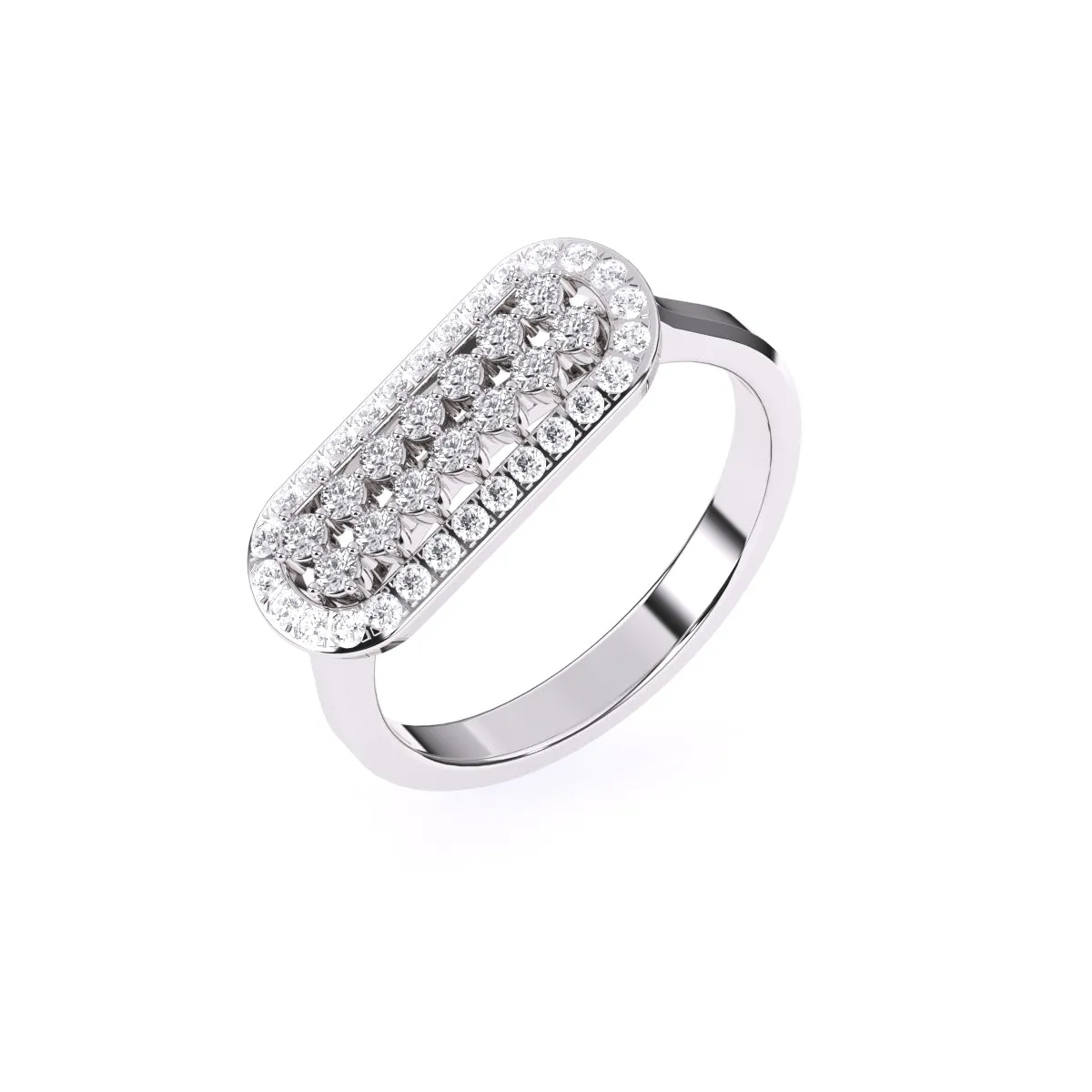 Luxurious Horizontal Lab Grown Diamond Ring Gift For Her