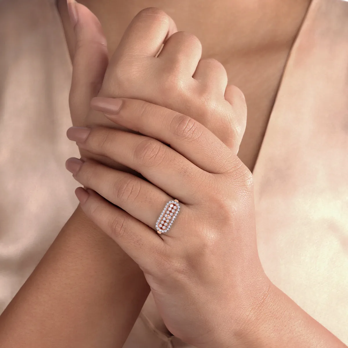 Luxurious Horizontal Lab Grown Diamond Ring Gift For Her