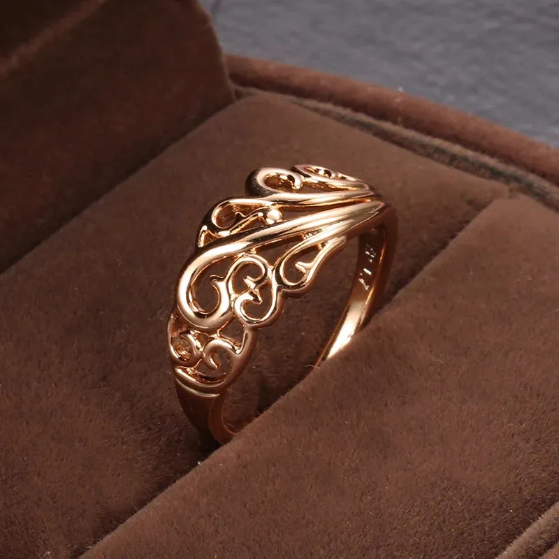Luxury Top Quality Hollow Crown Filled Rose Gold of 14-Karat Purity New Trend Rings - Fashion Classic Jewelry Gifts